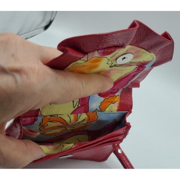 Baekgaard Purse Flirty Wristlet Fuschia Bright Pink Patent Ruffle Magnetic Clasp - Picture 6 of 6